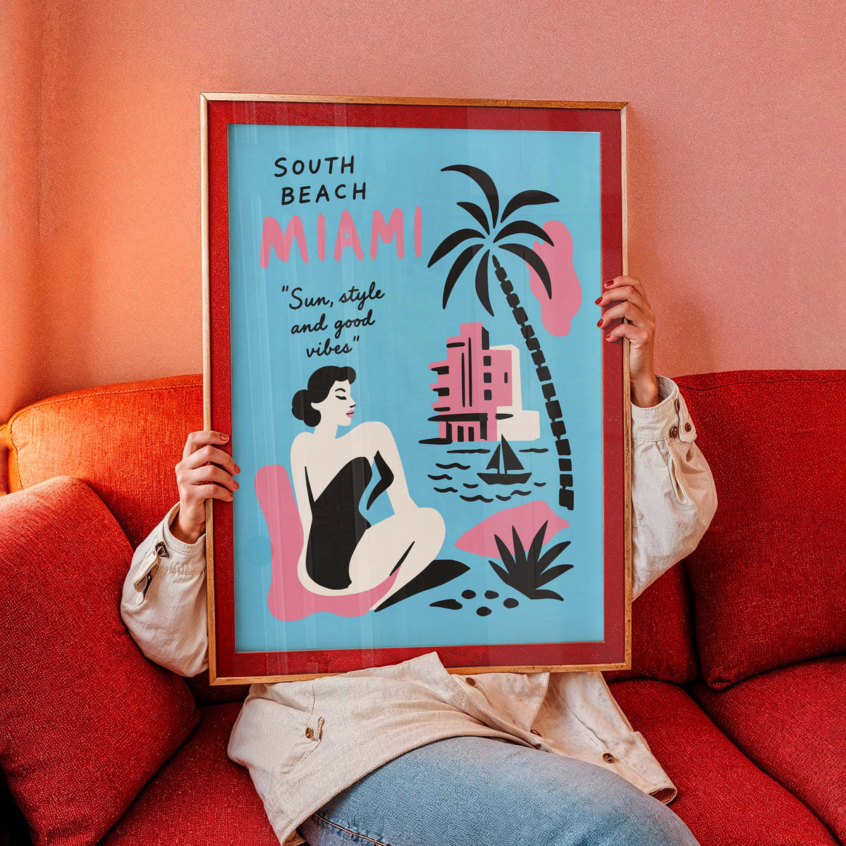 South Beach Miami Retro Travel Poster Print