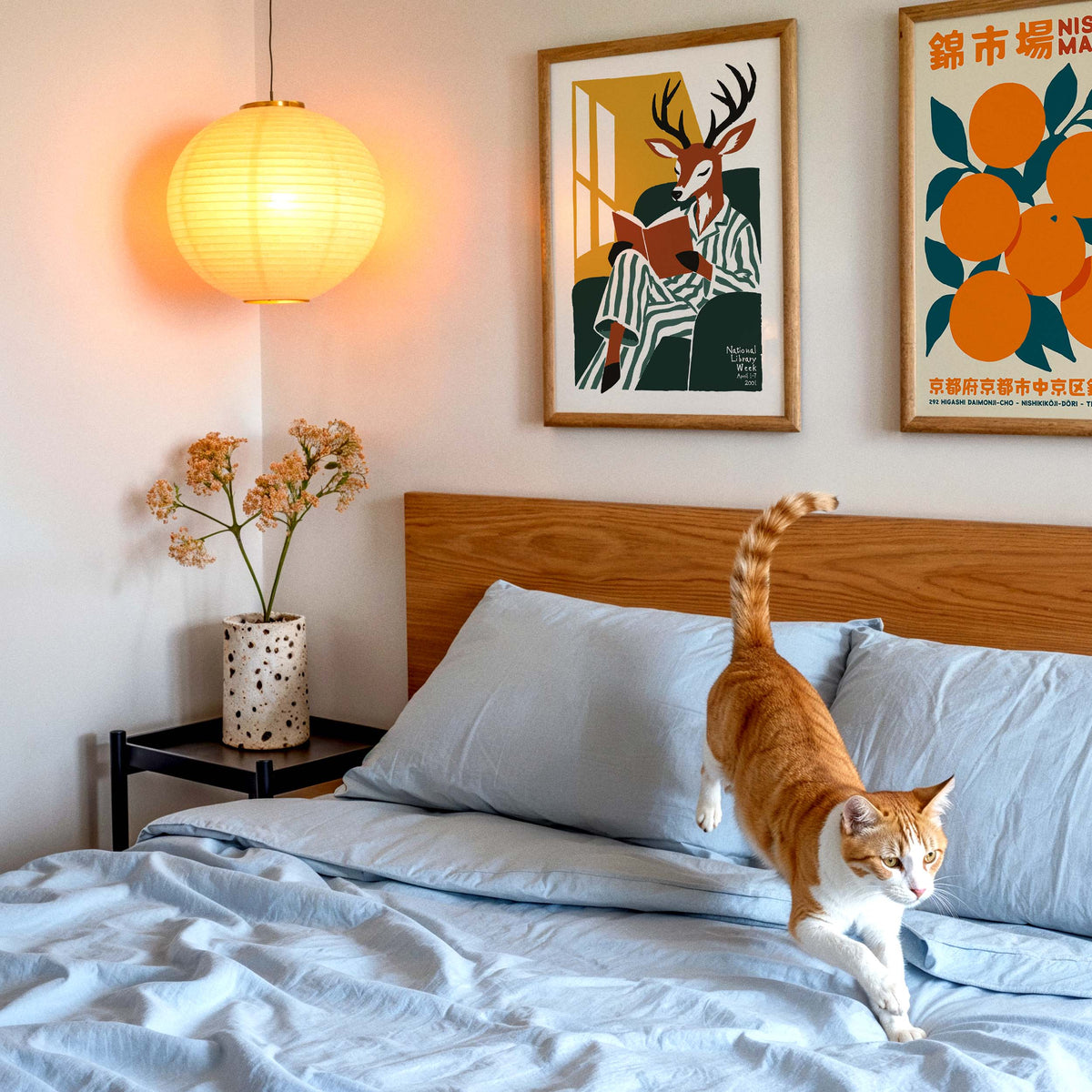 Reading Deer Library Wall Art Print