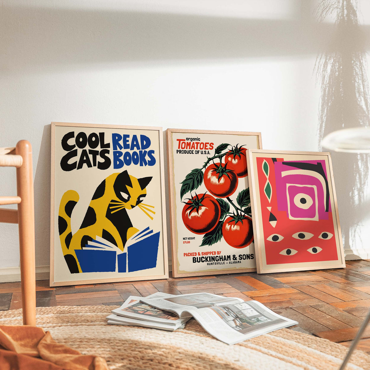 Reading Cat Book Lover Wall Art