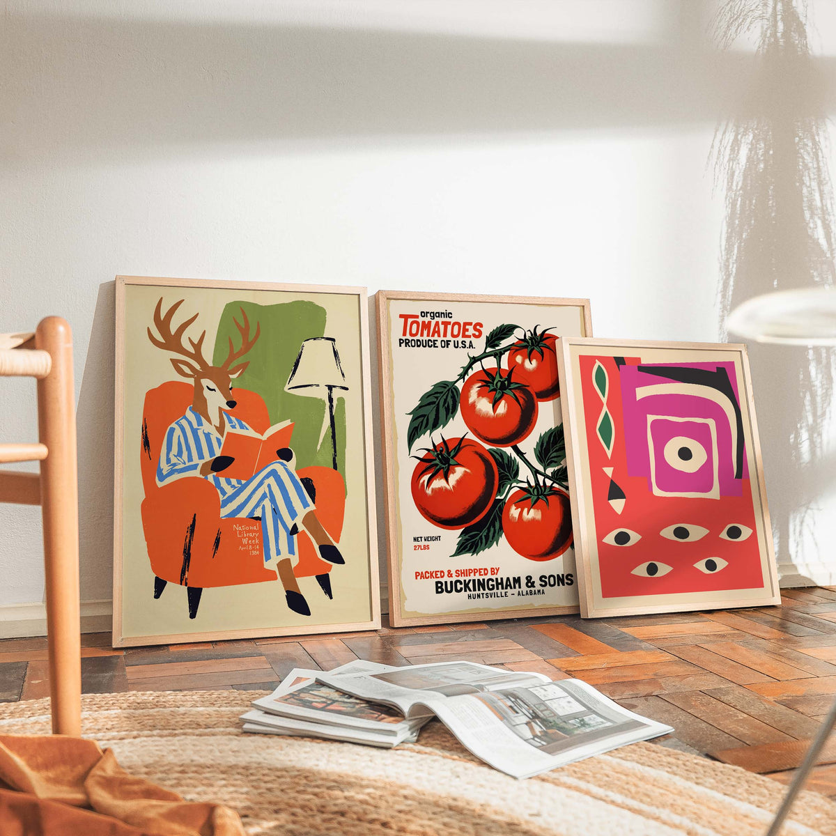 Deer Reading Book Wall Art Print
