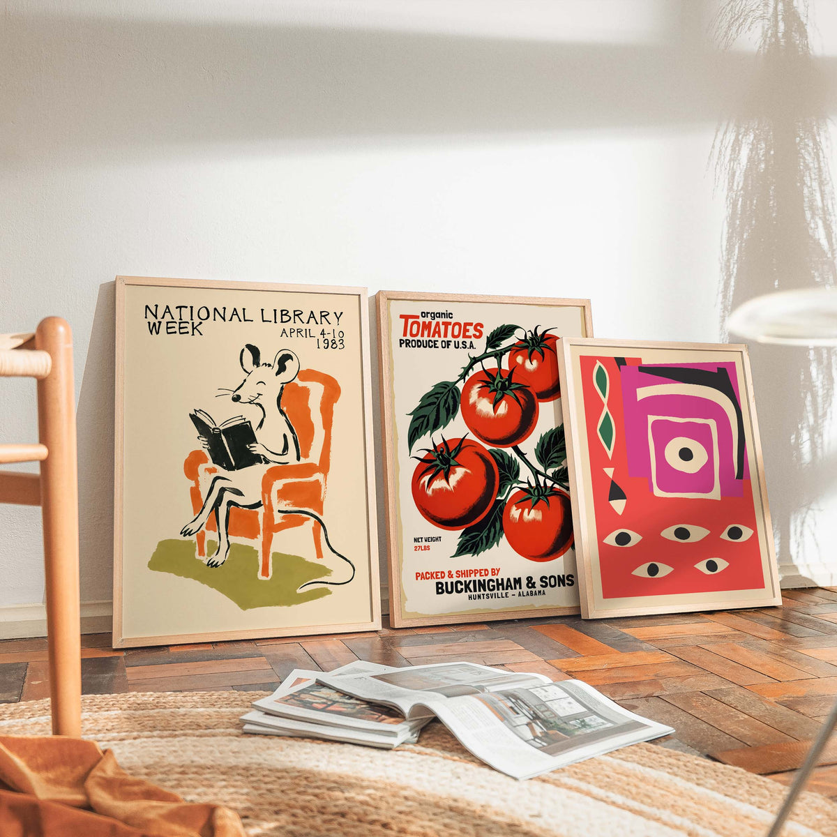 National Library Mouse Reading Poster