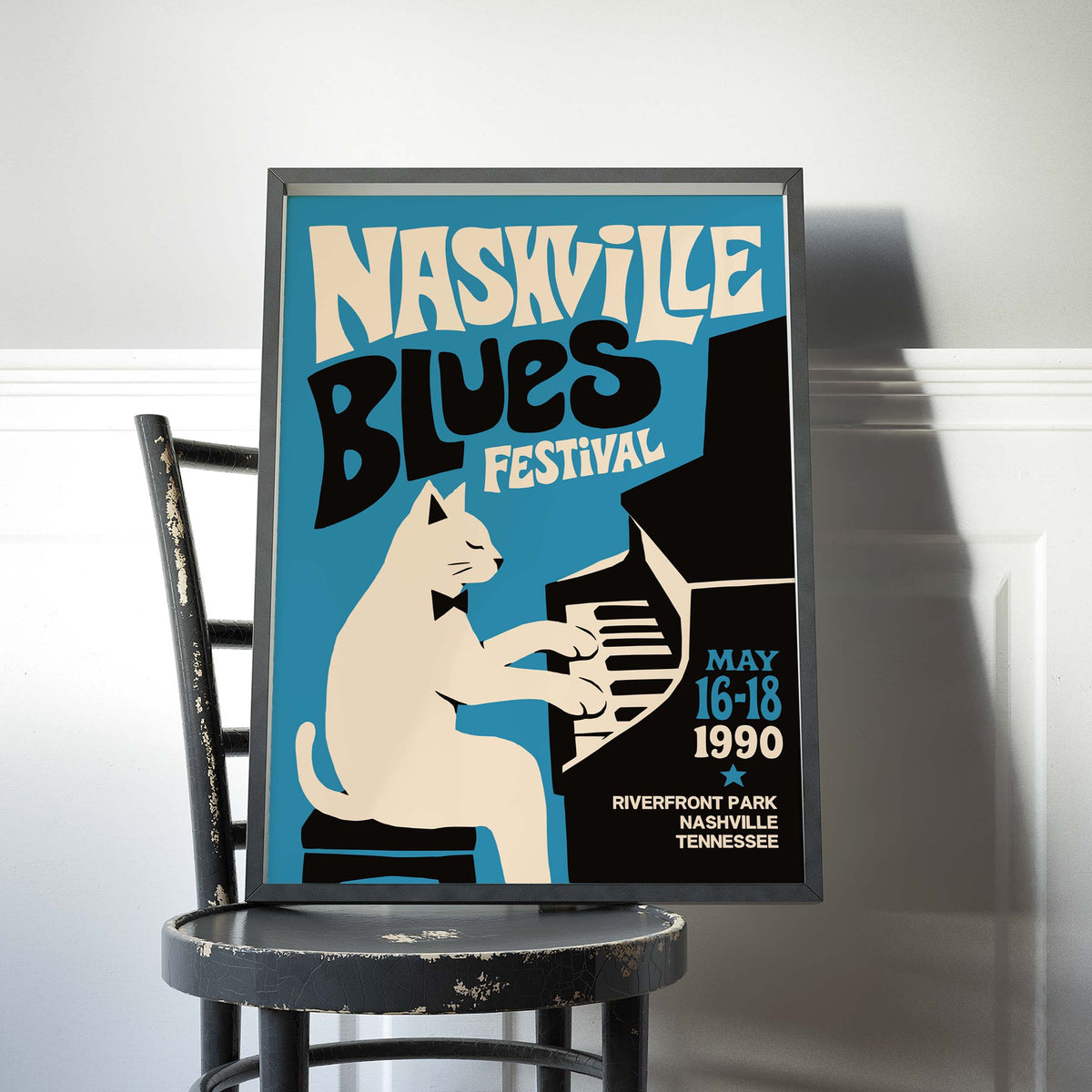 Nashville Blues Festival Piano Cat Poster