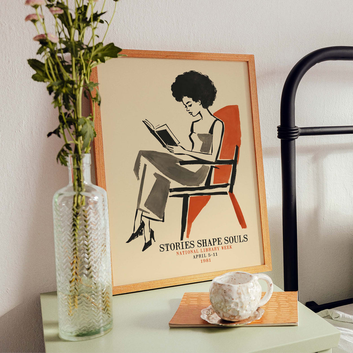 National Library Woman Reading Poster