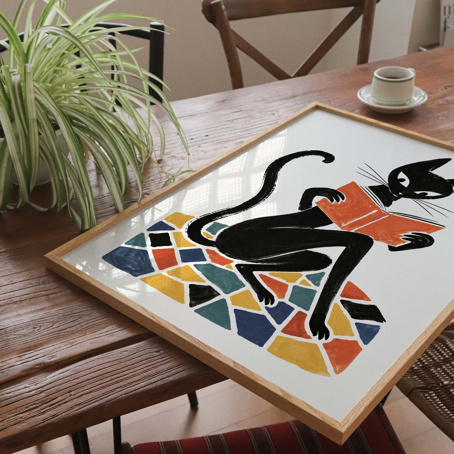 Reading Cat Study Wall Art