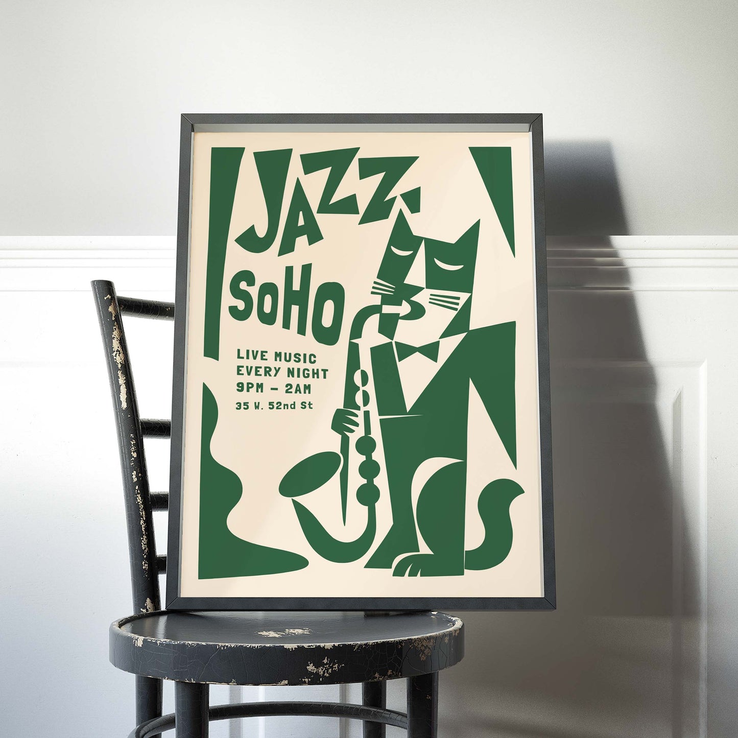 Jazz SoHo Cat Saxophone Poster Print