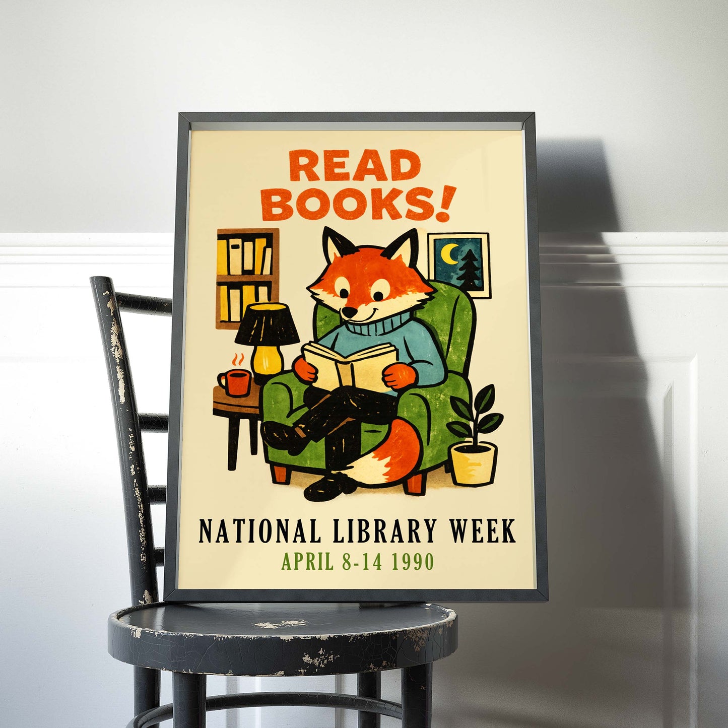 Reading Fox Library Poster Print
