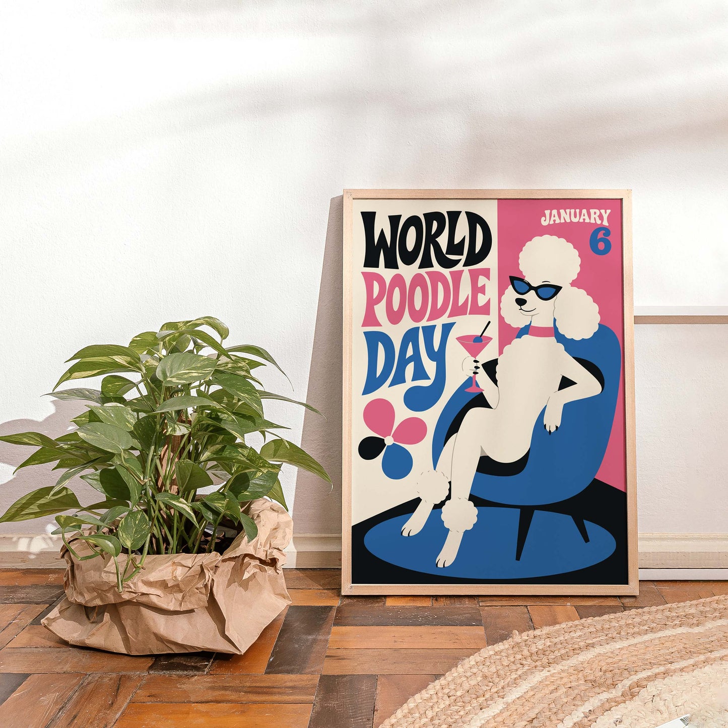 Retro World Poodle Day Wall Art