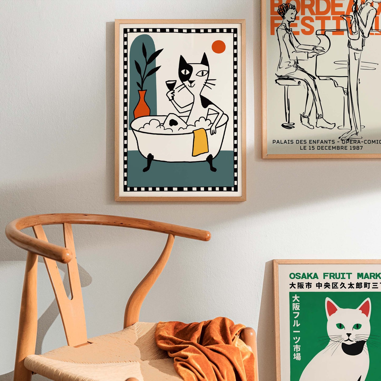 Cat Bathtub Poster Wall Print