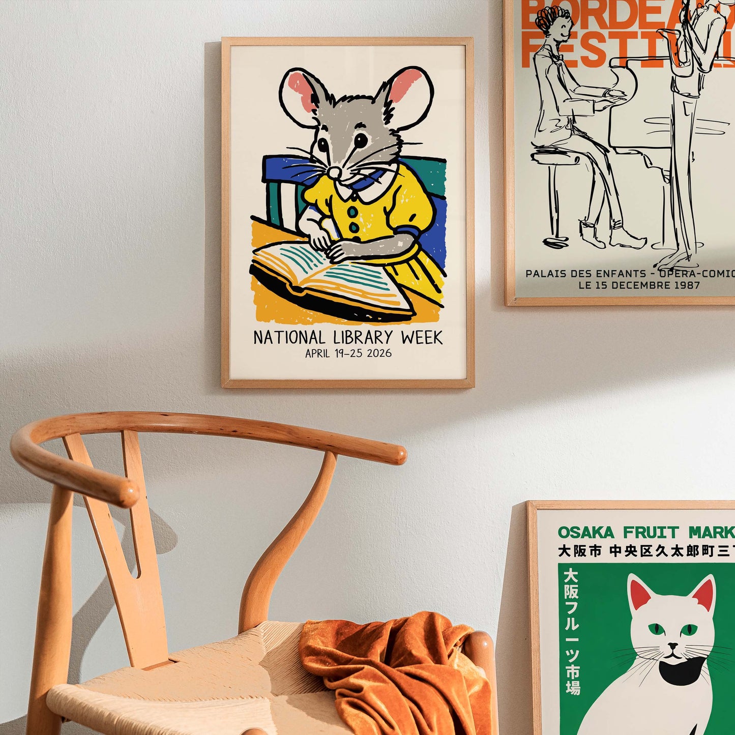 National Library Week Reading Mouse Print