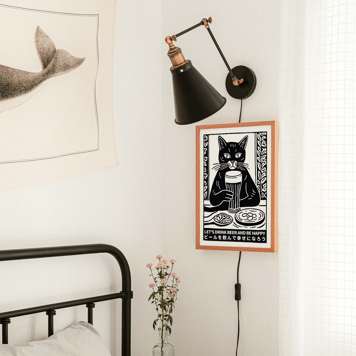 Beer Drinking Cat Poster Print