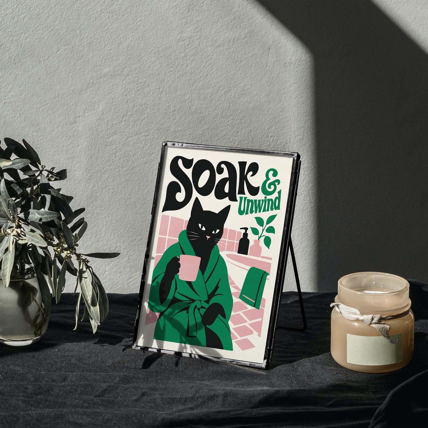 Soak Unwind Cat Wall Art