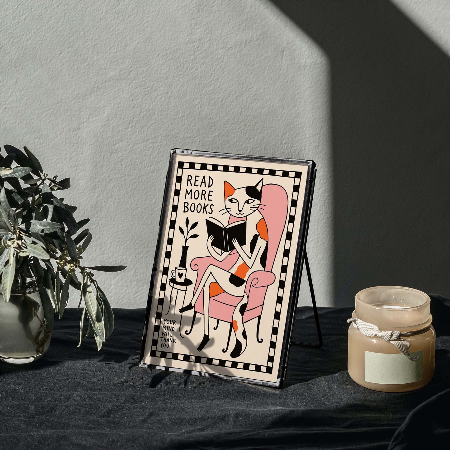 Read More Books Cat Reading Poster