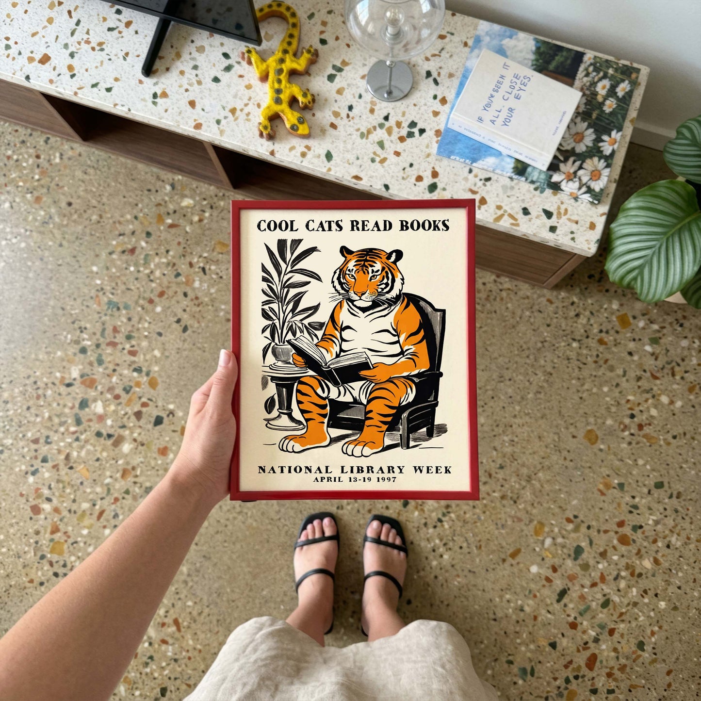 Tiger Reading Library Poster Print