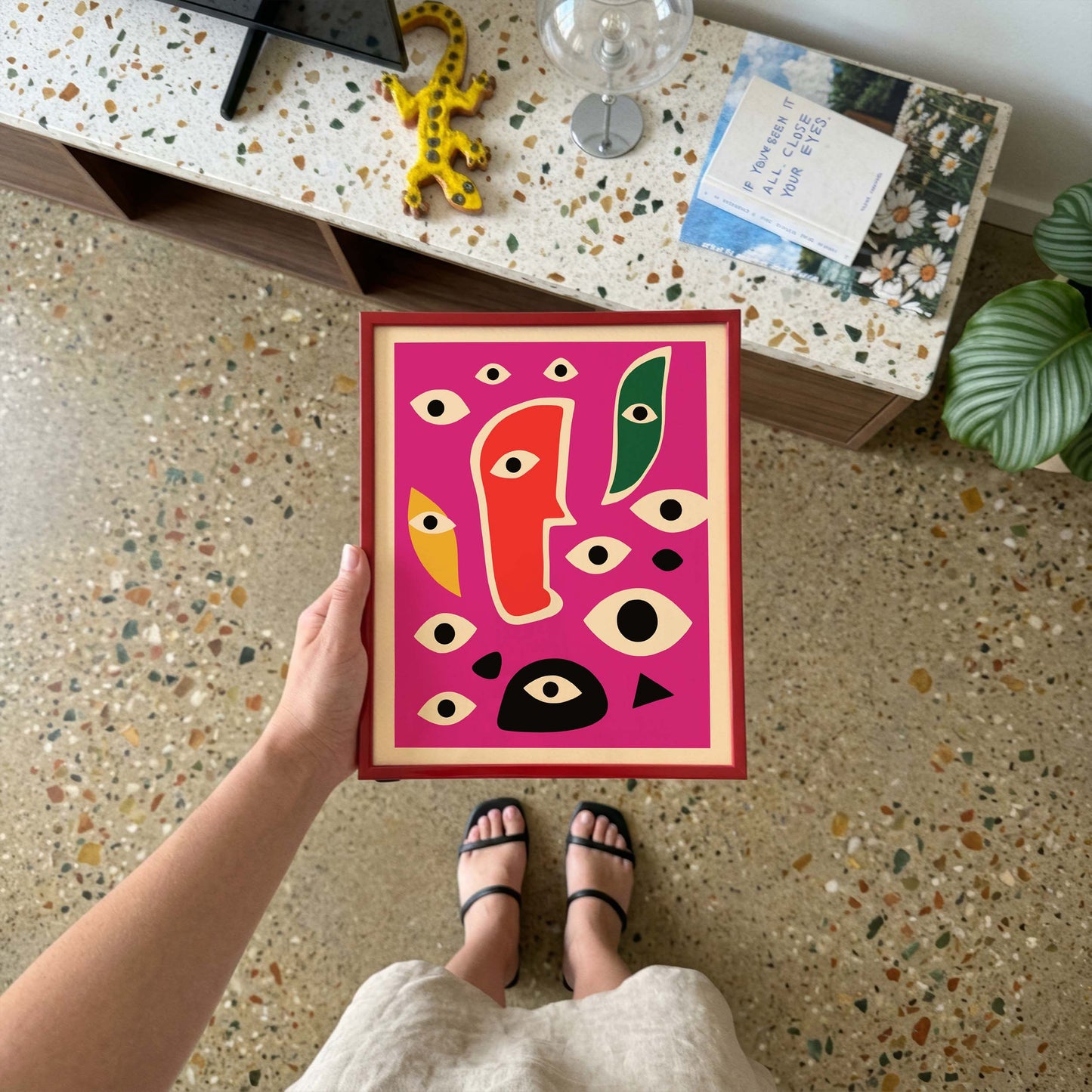 Abstract Faces Pink Poster Print