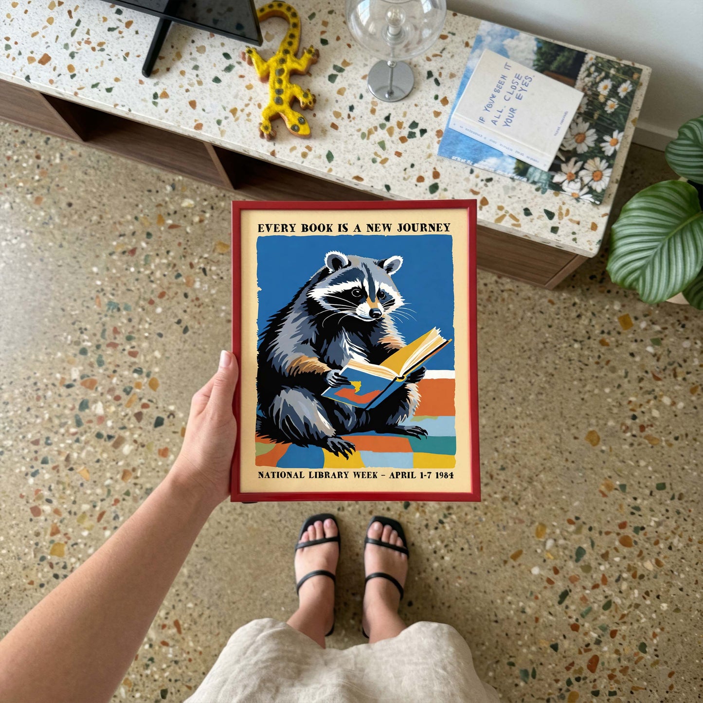 Reading Raccoon Library Poster