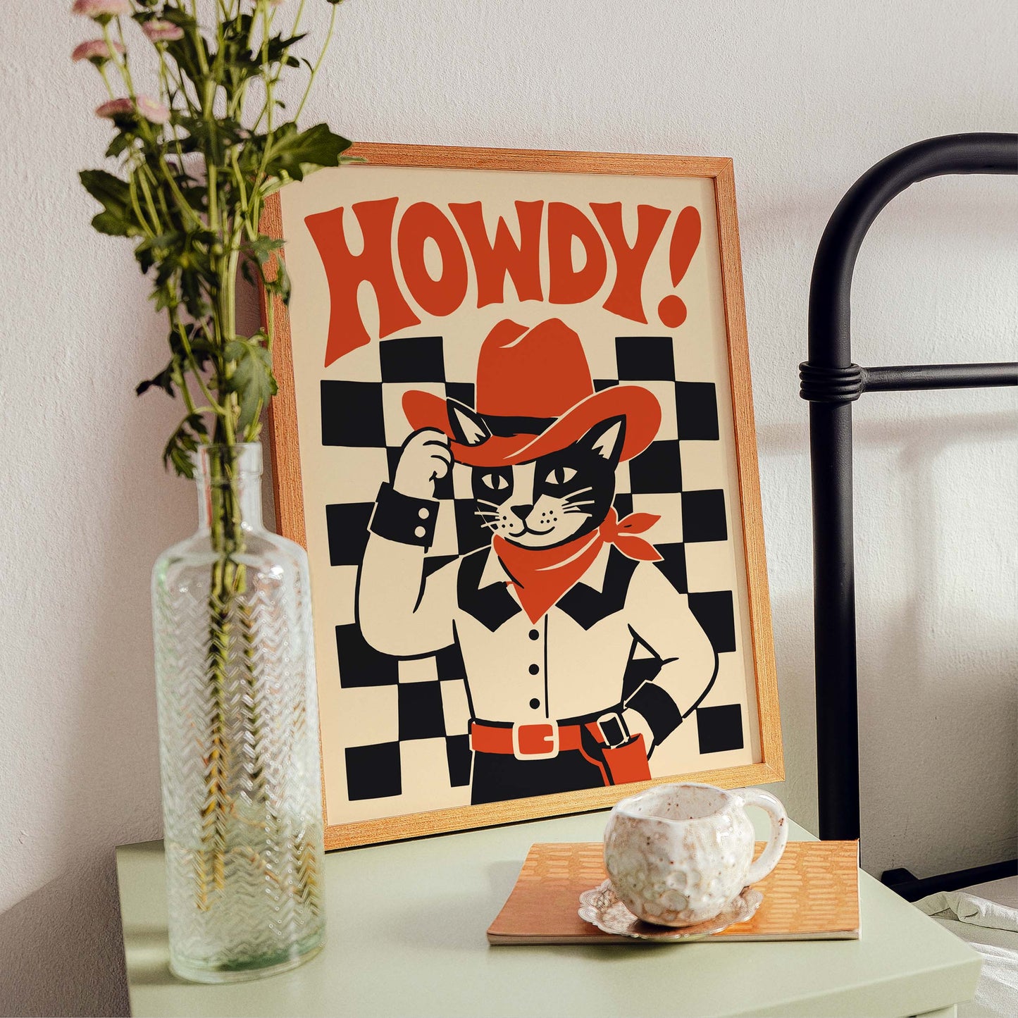 Howdy Cowboy Cat Poster