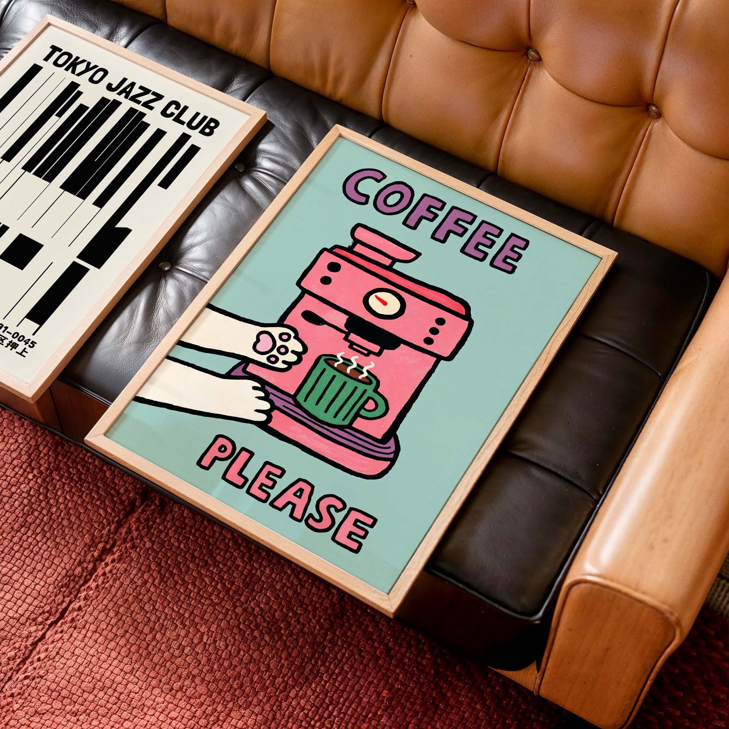 Coffee Please Cat Poster Print