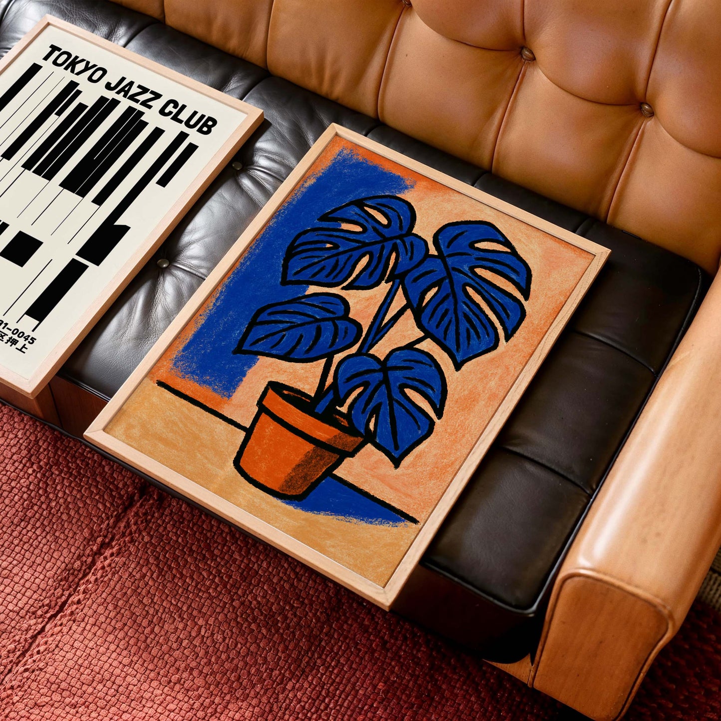 Blue Monstera Plant Wall Art Print