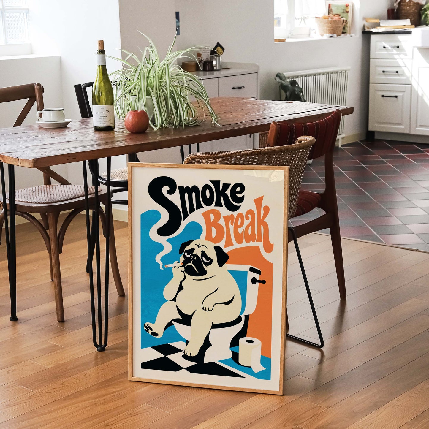 Smoking Pug Print Wall Art