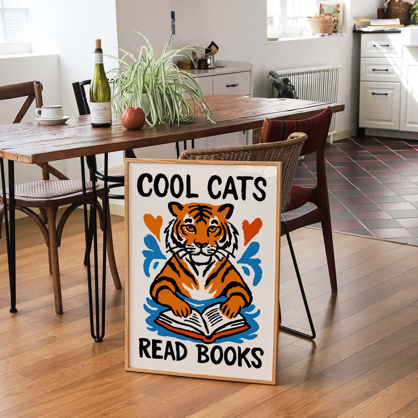 Cool Cats Reading Tiger Poster
