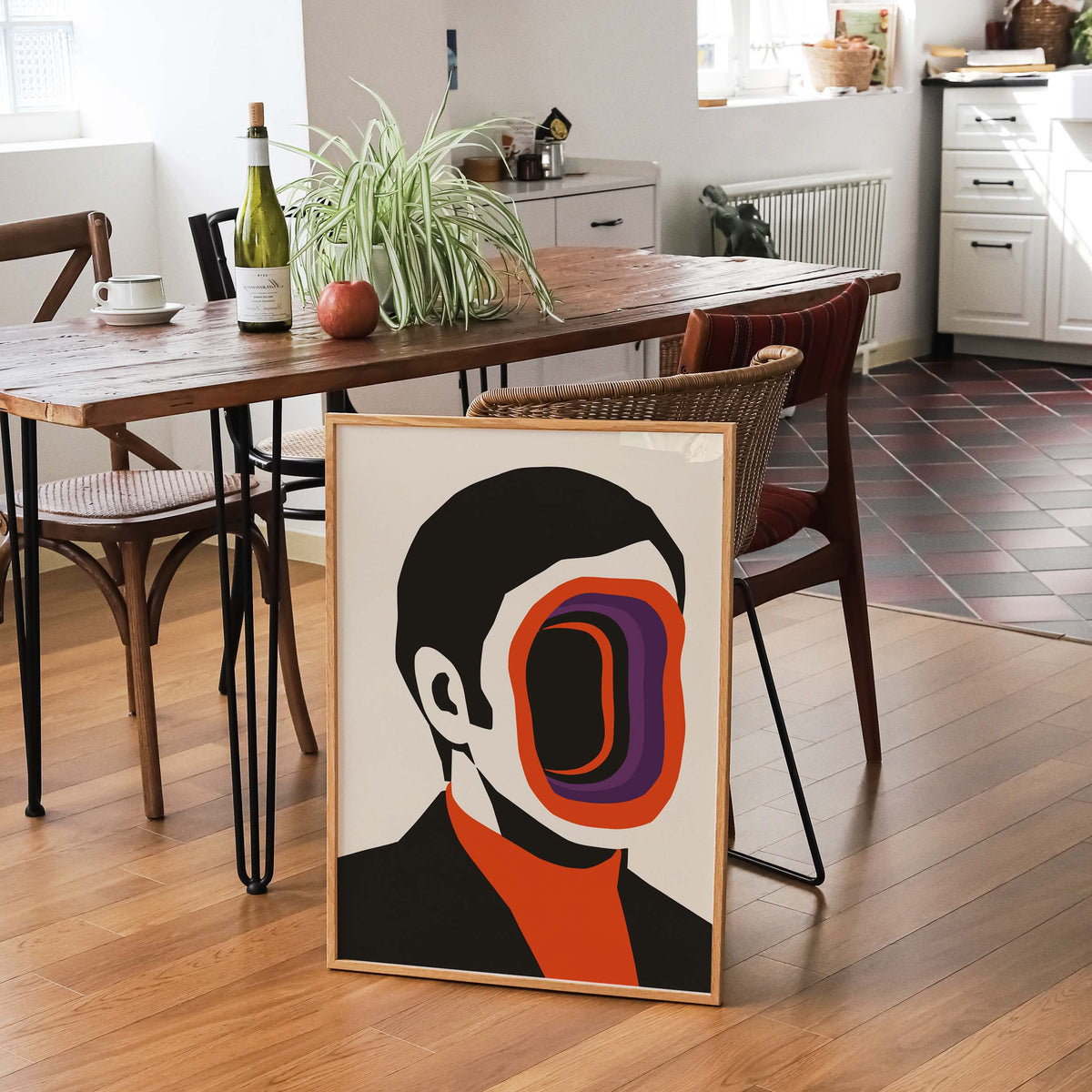 Abstract Portrait Print Living Room