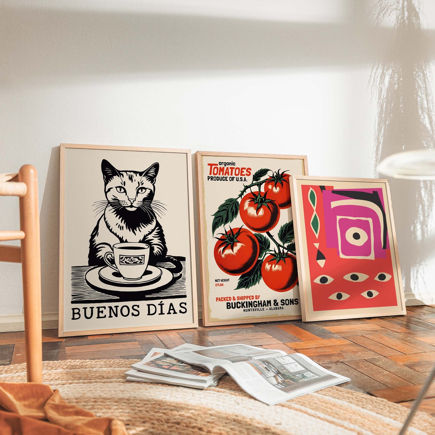 Buenos Dias Cat Coffee Wall Print