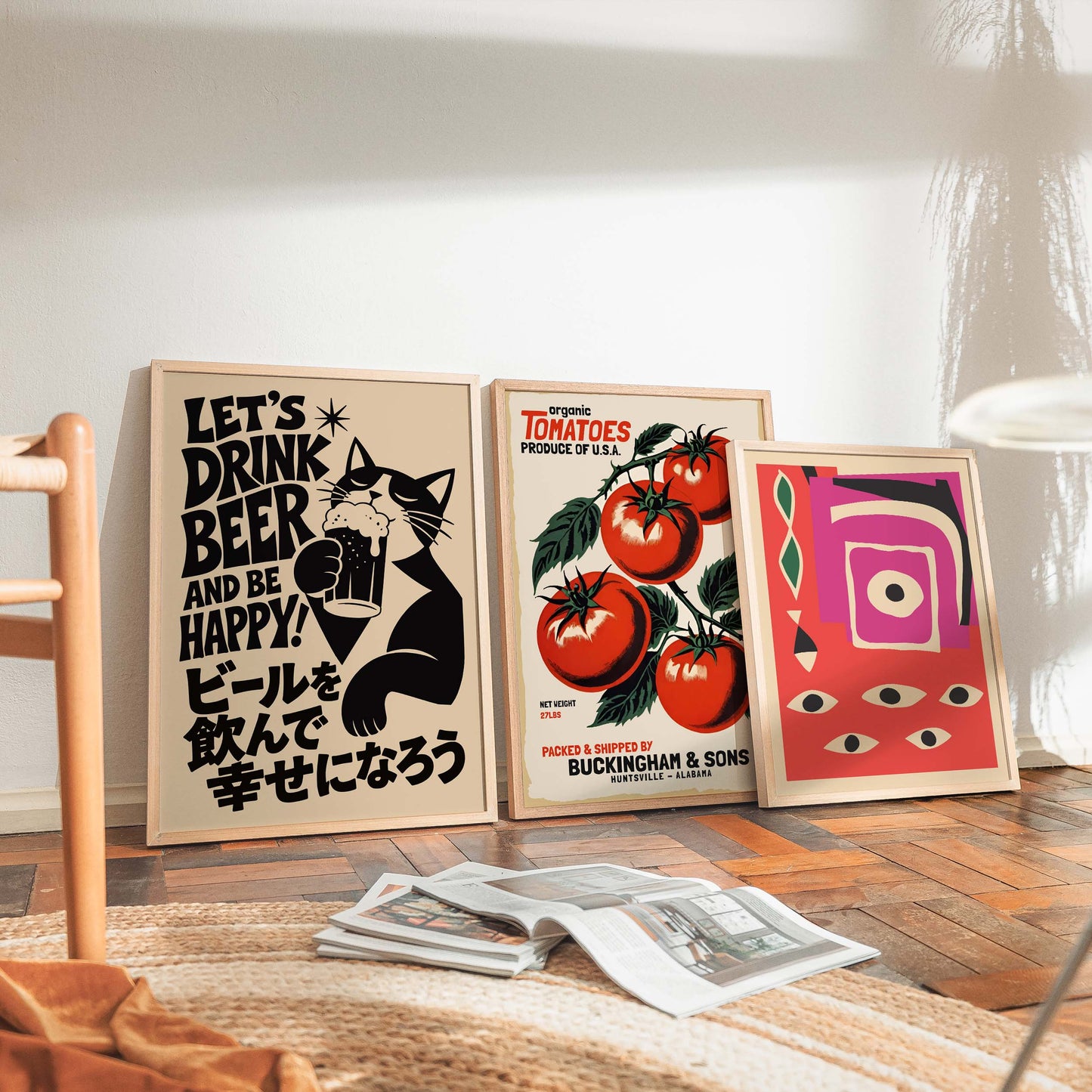 Retro Beer Lover Cat Print