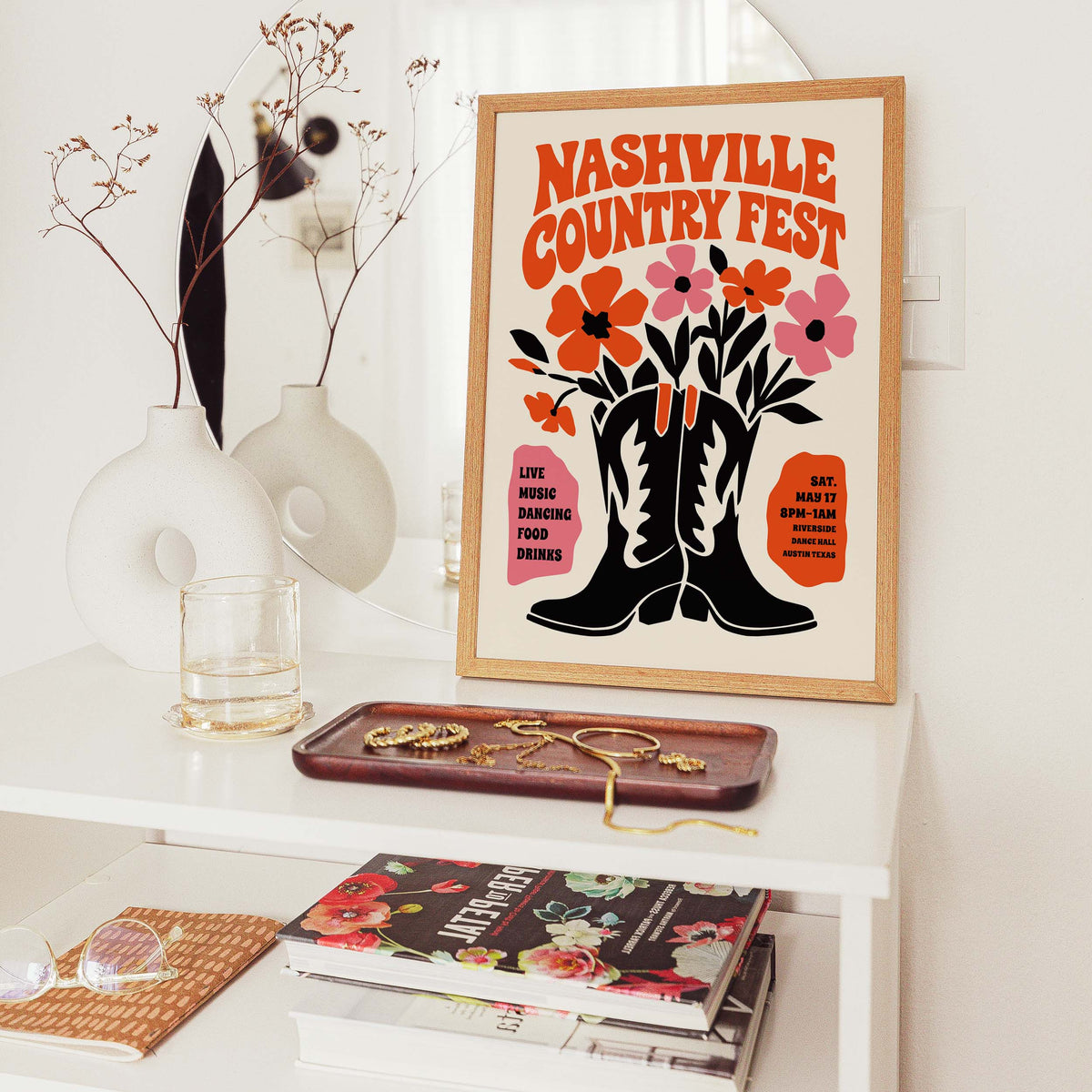 Nashville Country Fest Vintage Western Poster Print