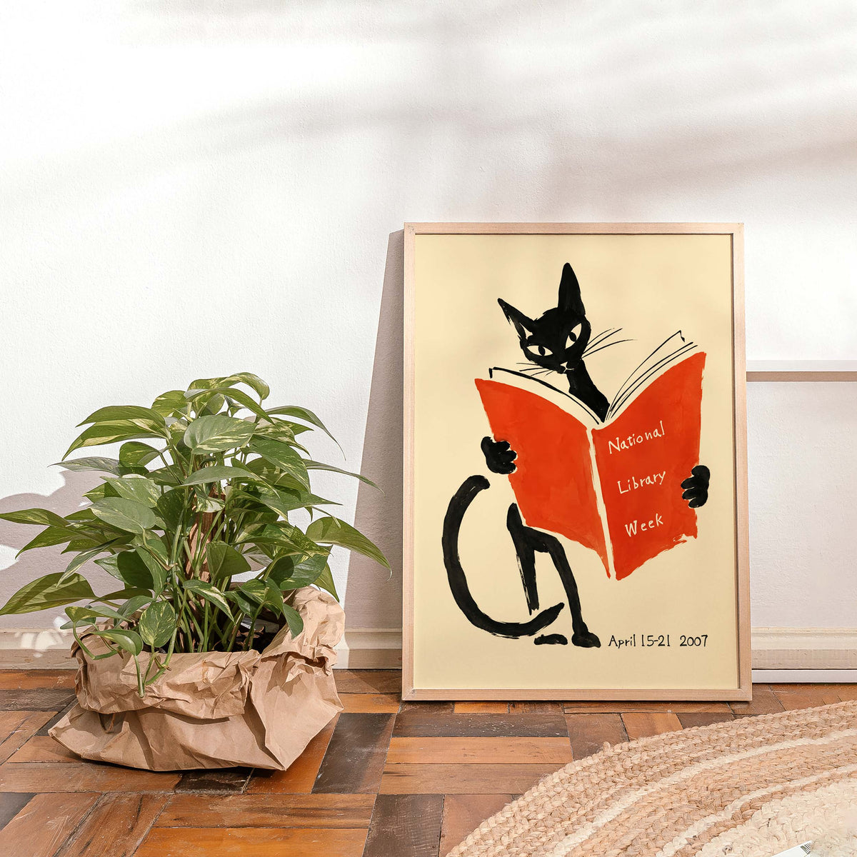 National Library Week Black Cat Poster