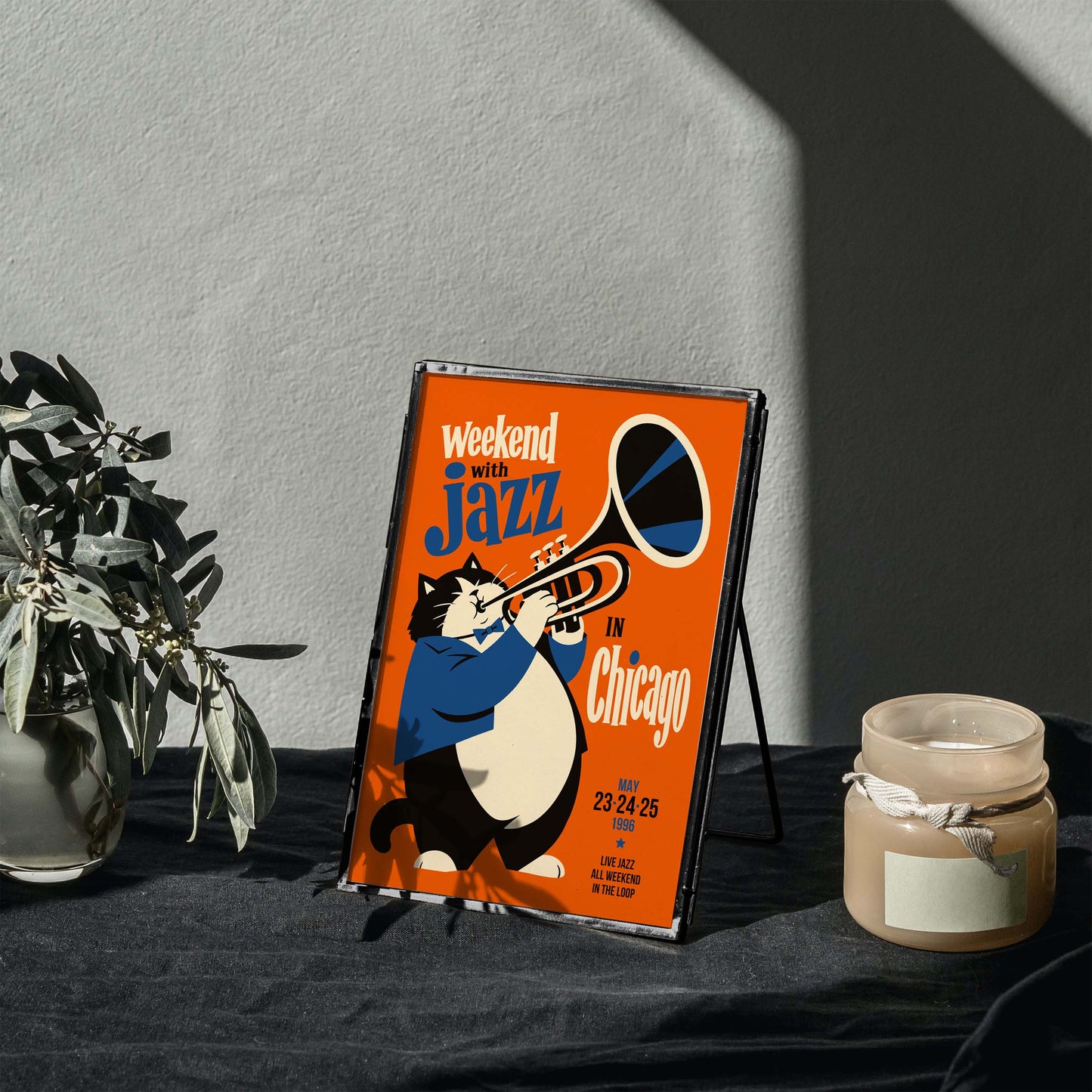 Weekend with Jazz Chicago Cat Poster