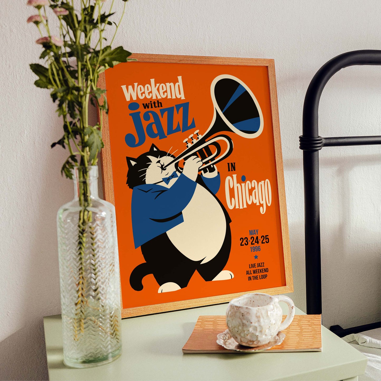 Weekend with Jazz Chicago Cat Poster