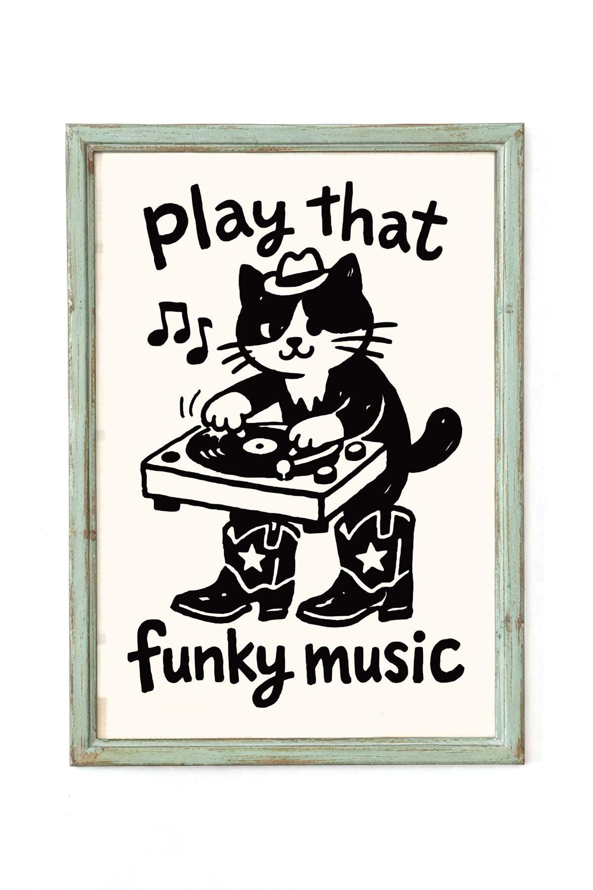 DJ Cat Vinyl Poster Print Wall Art