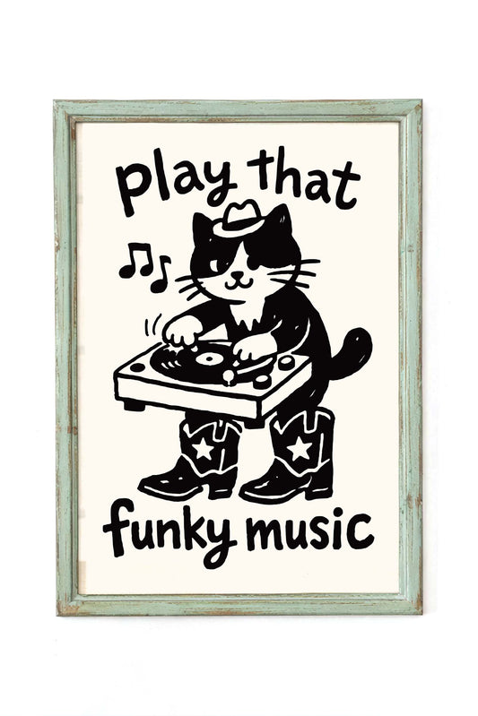DJ Cat Vinyl Poster Print Wall Art