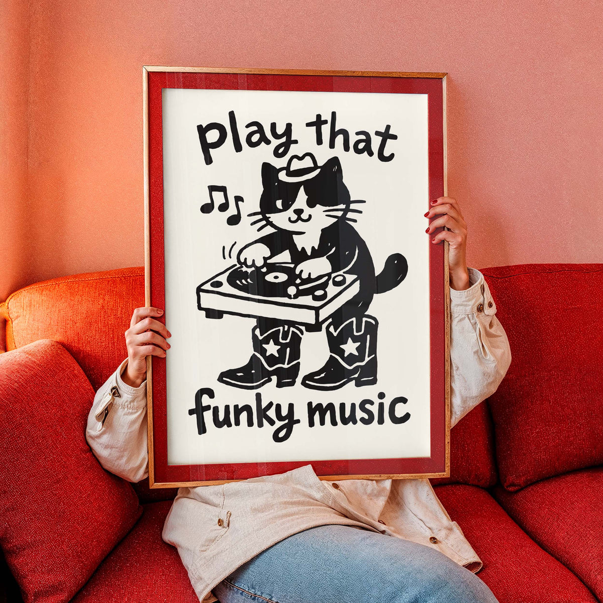 DJ Cat Vinyl Poster Print Wall Art