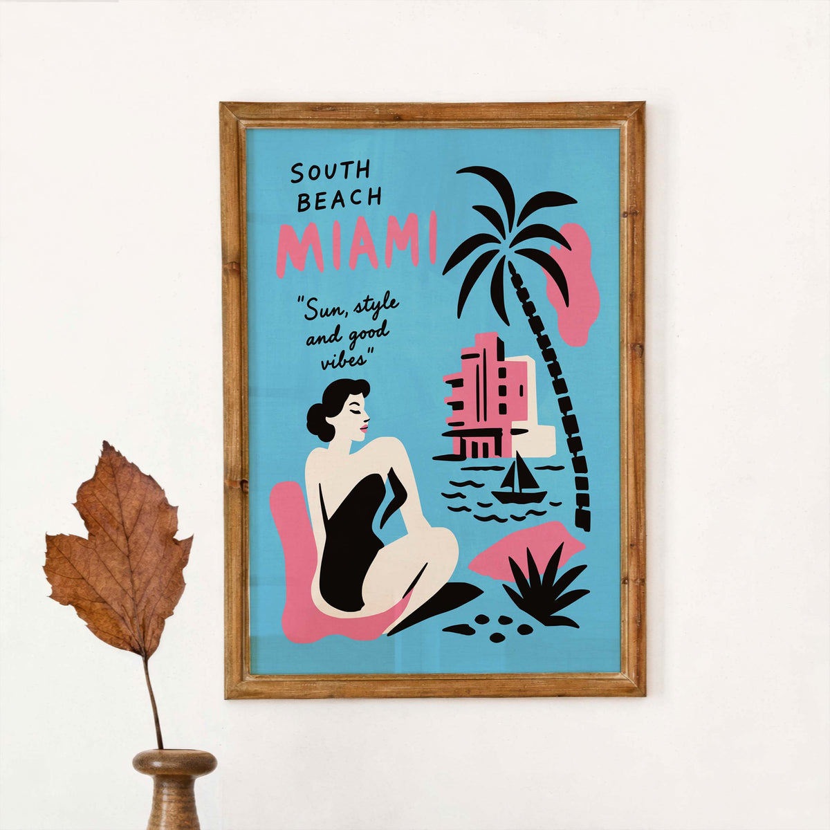 South Beach Miami Retro Travel Poster Print