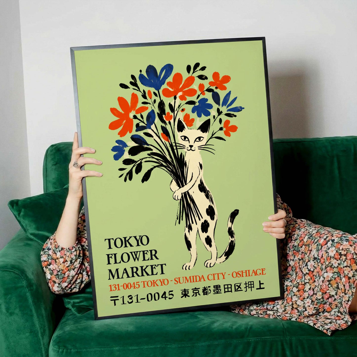 Tokyo Flower Market Cat Poster