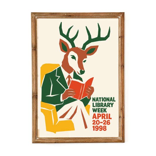 National Library Week Deer Poster