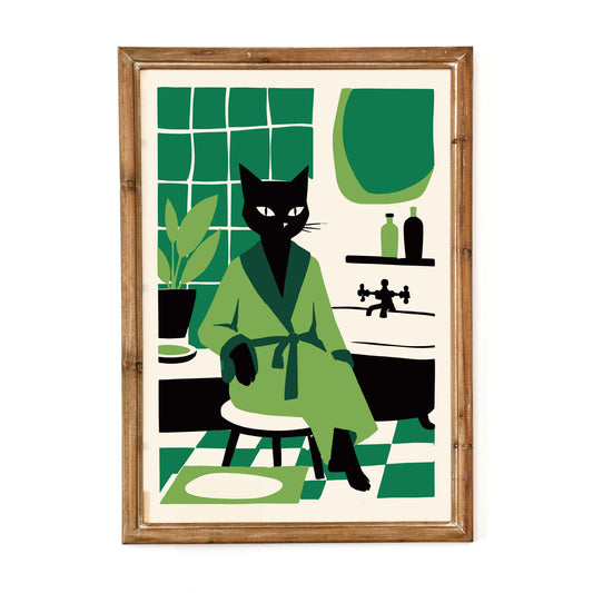 Black Cat Bathroom Wall Art