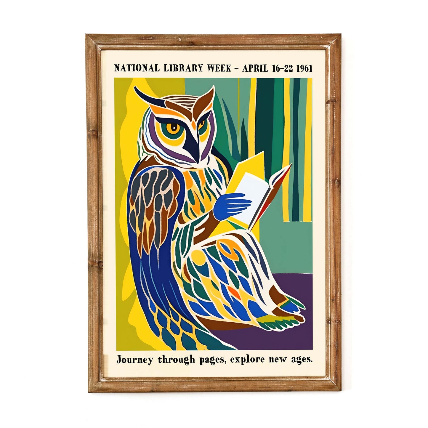 National Library Week Owl Reading Poster