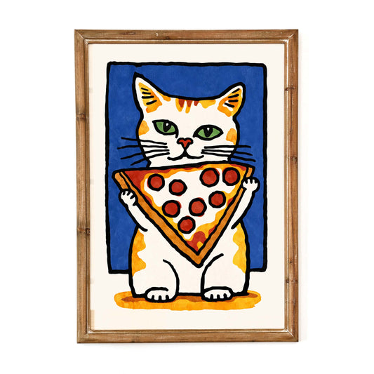 Pizza Cat Fun Poster Art Print
