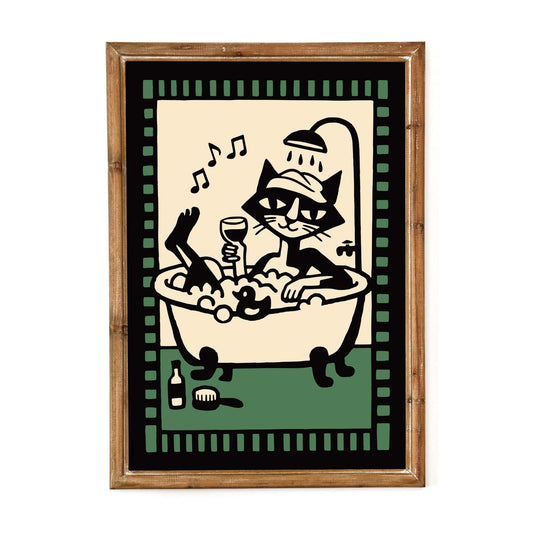 Relaxing Cat Bathtub Poster Print