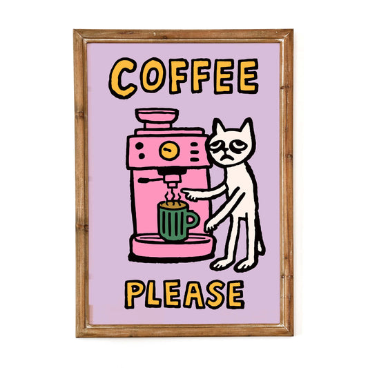Coffee Cat Poster Print