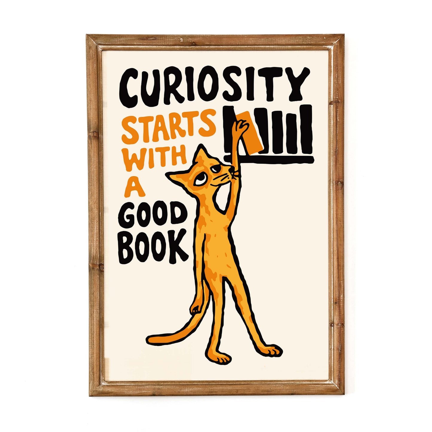 Curiosity Reading Cat Poster Print