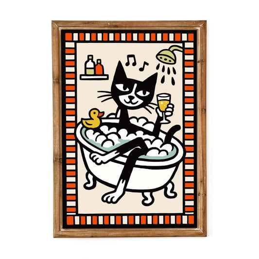 Cat Bathtub Relaxation Poster Print