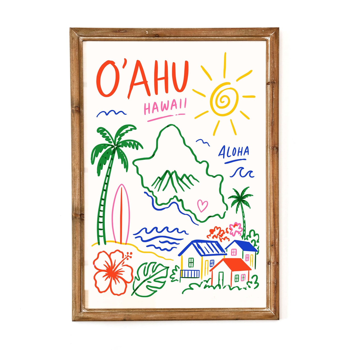 Oahu Hawaii Travel Wall Art Print