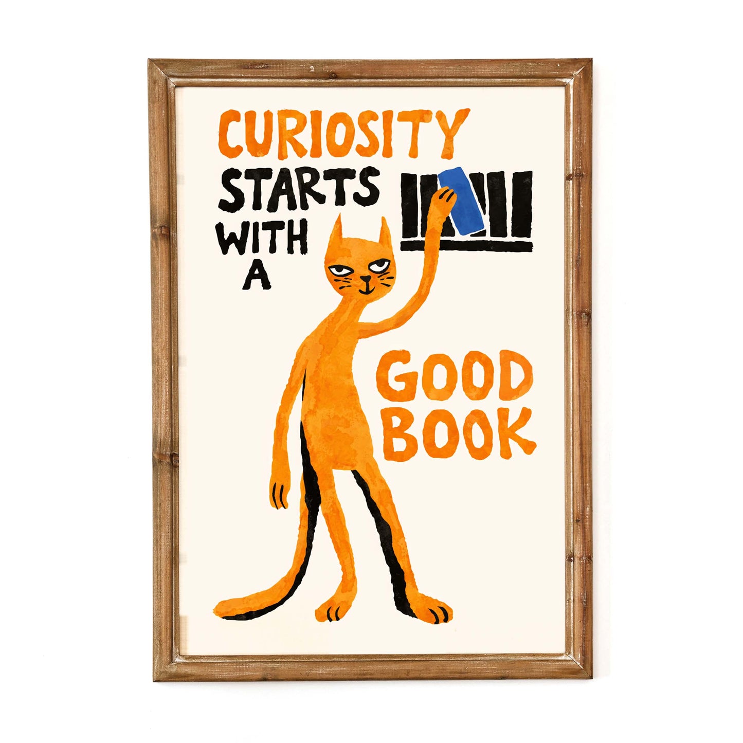 Curiosity Good Book Cat Print