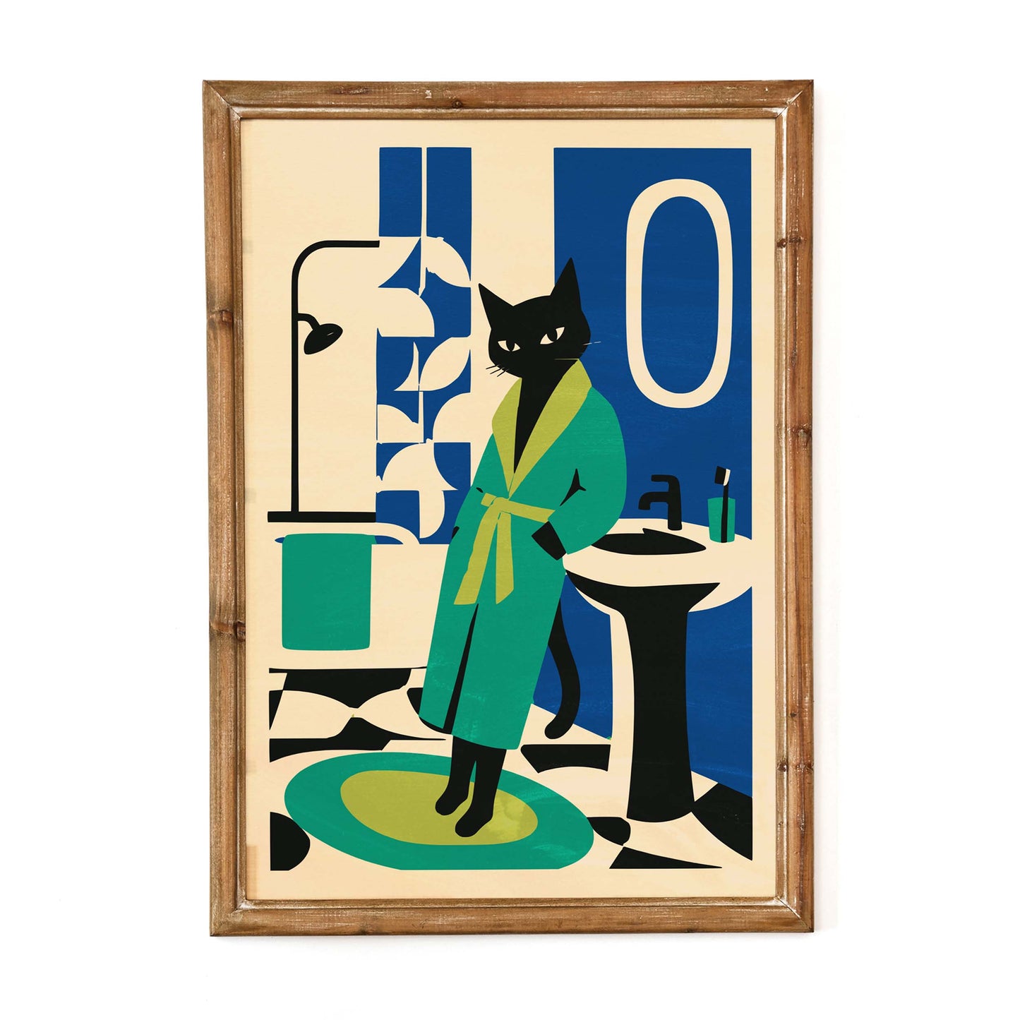 Black Cat Bathroom Poster Print