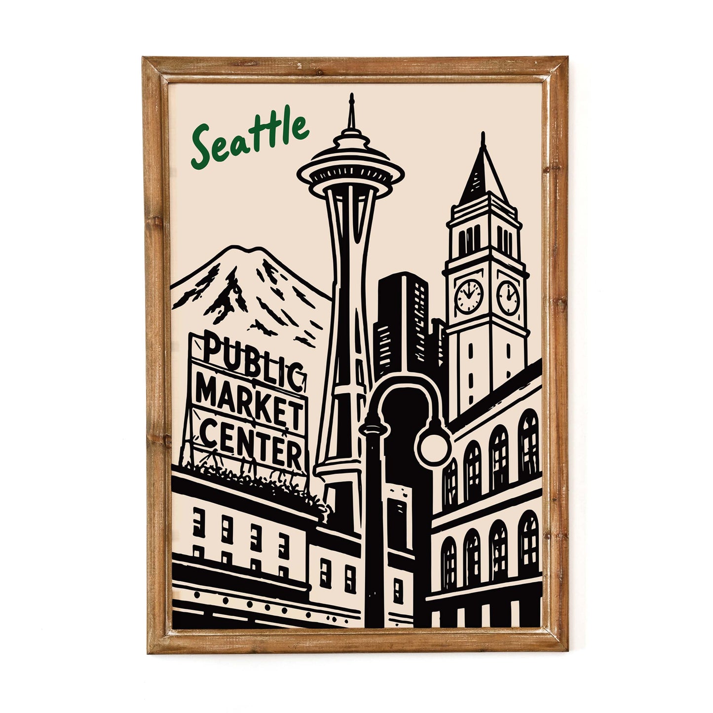 Seattle Landmark Skyline Vintage Poster