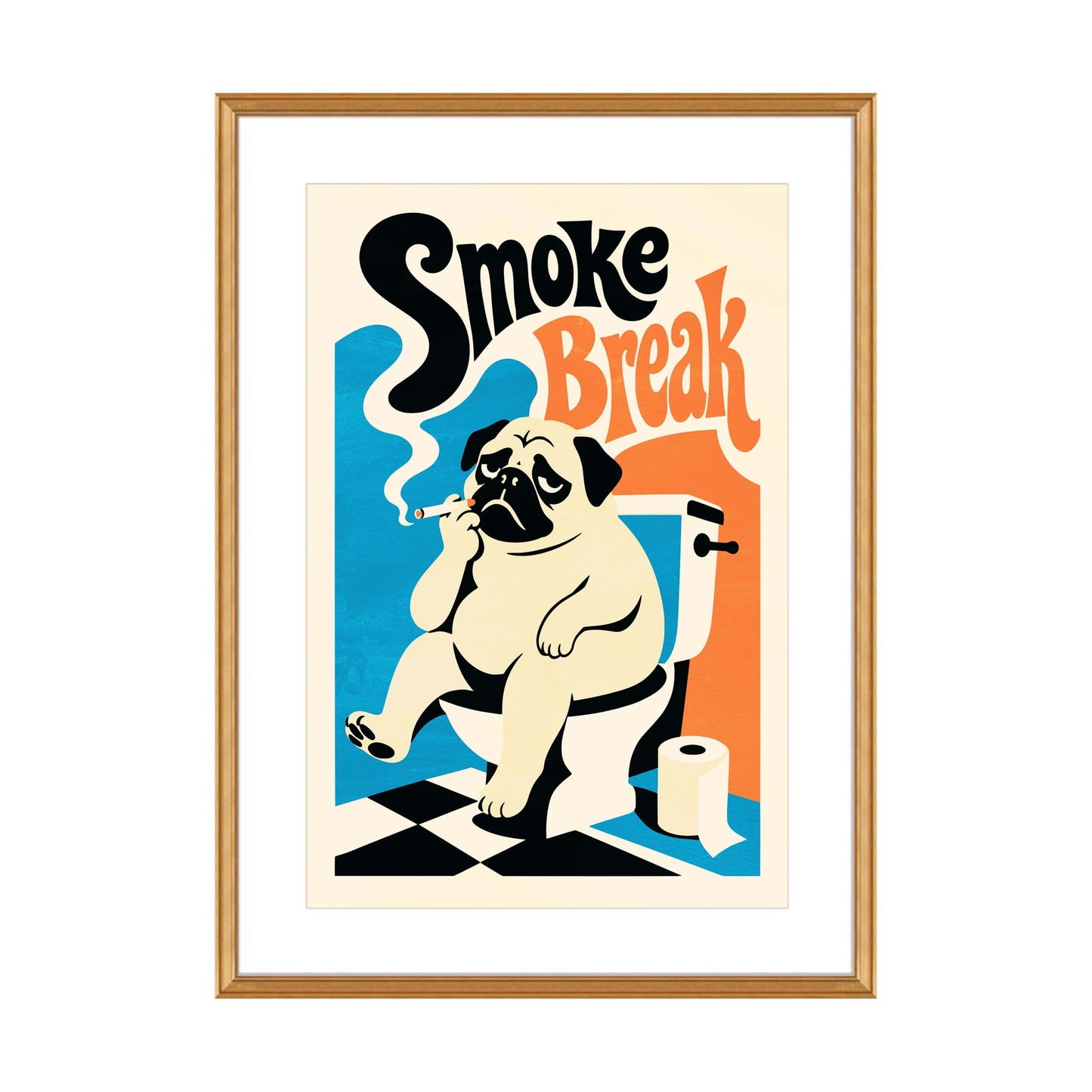 Smoking Pug Print Wall Art