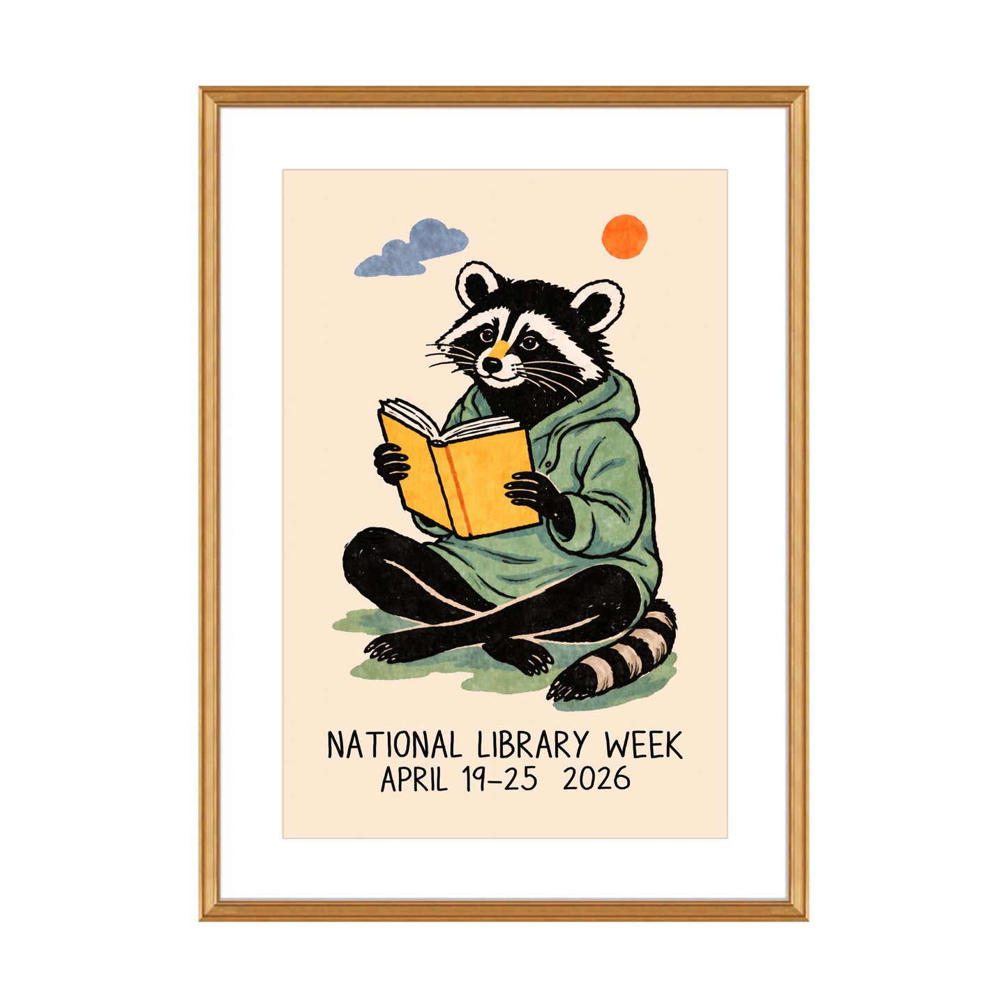 National Library Week Raccoon Poster